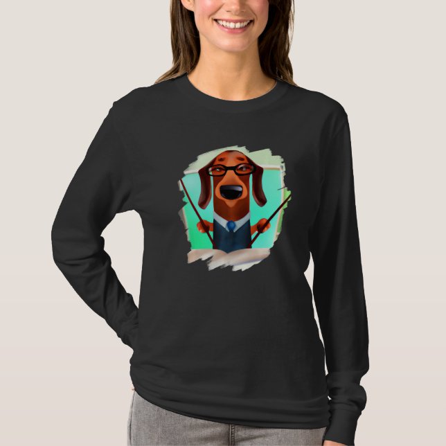 Cute Dachshund Chiweenie Teacher Professor School  T Shirt (Framsida)