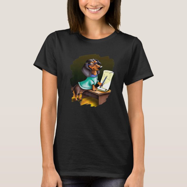 Cute Dachshund Chiweenie Teacher Professor School  T Shirt (Framsida)
