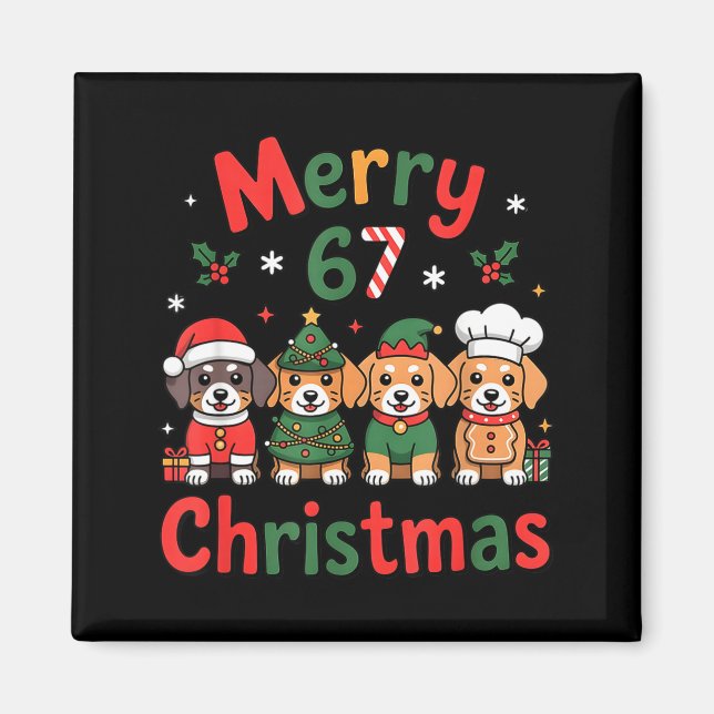 Cute Dachshund Christmas Design Funny Holiday Dog  Magnet (Framsidan)