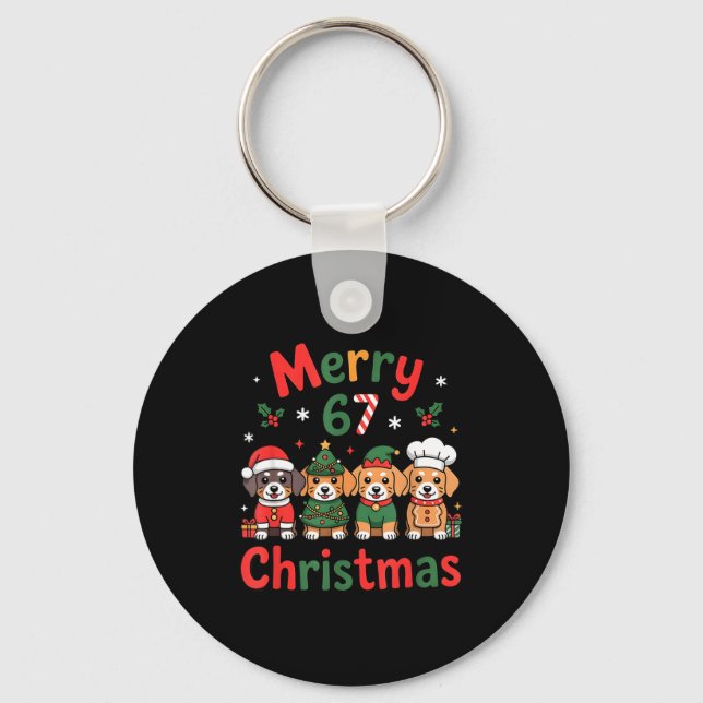 Cute Dachshund Christmas Design Funny Holiday Dog  Nyckelring (Framsida)