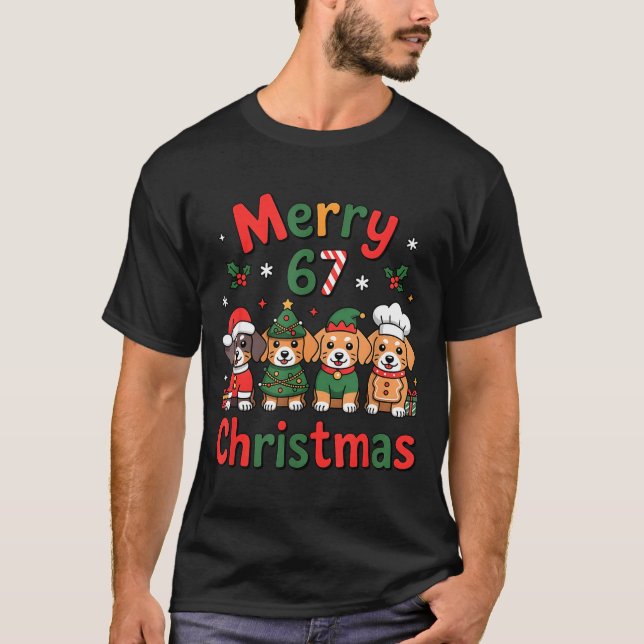 Cute Dachshund Christmas Design Funny Holiday Dog  T Shirt (Framsida)