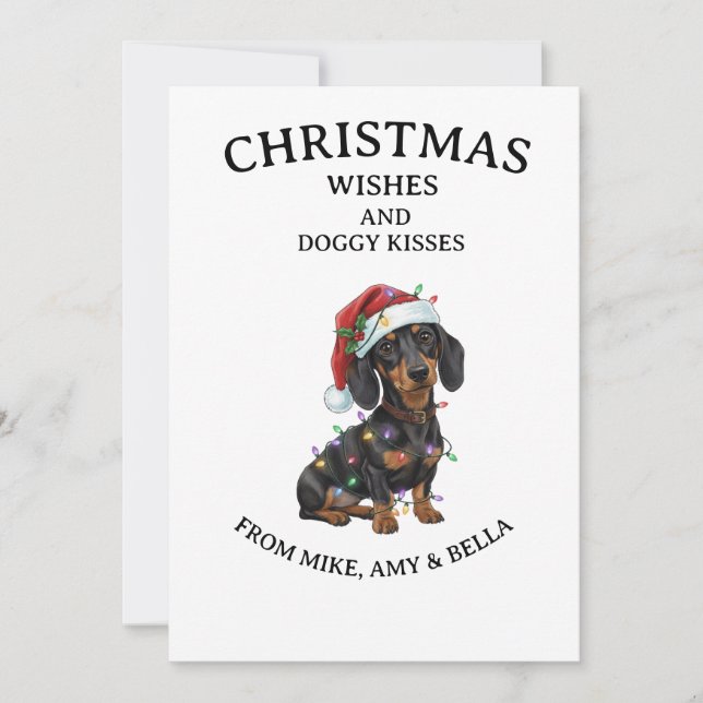 Cute Dachshund Christmas Dog Greeting Card Inbjudningar (Framsida)