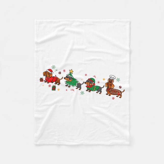 Cute Dachshund Christmas Parade Christmas  Fleecefilt (Framsidan)