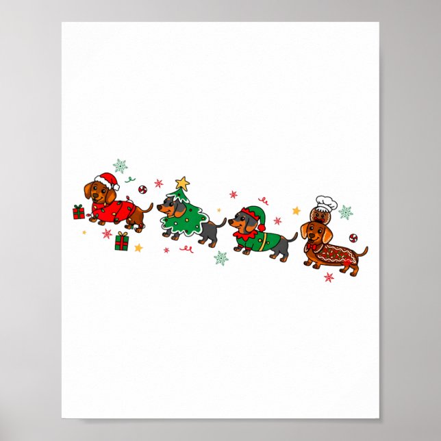 Cute Dachshund Christmas Parade Christmas  Poster (Framsidan)