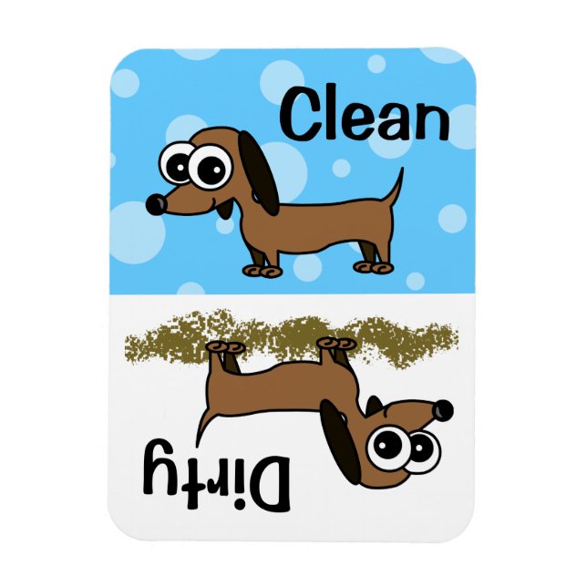Cute Dachshund Clean / Dirty Dishwasher Magnet (Vertikal)