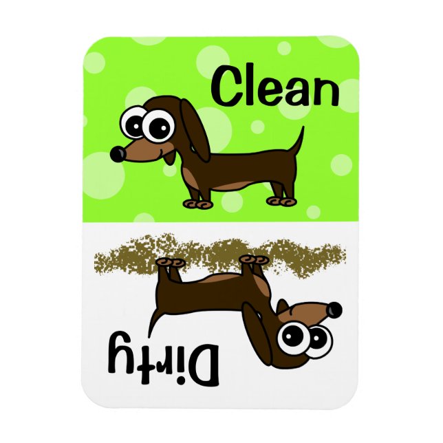 Cute Dachshund Clean / Dirty Dishwasher Magnet (Vertikal)