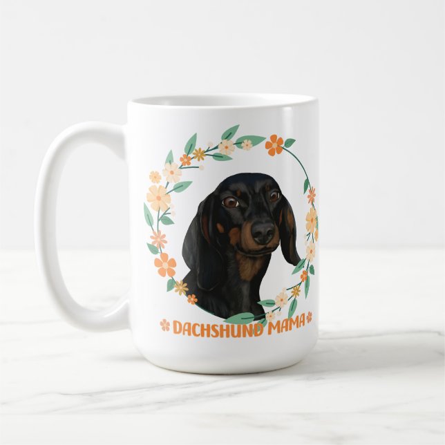 Cute Dachshund - Dachshund Mamma Kaffemugg (Vänster)