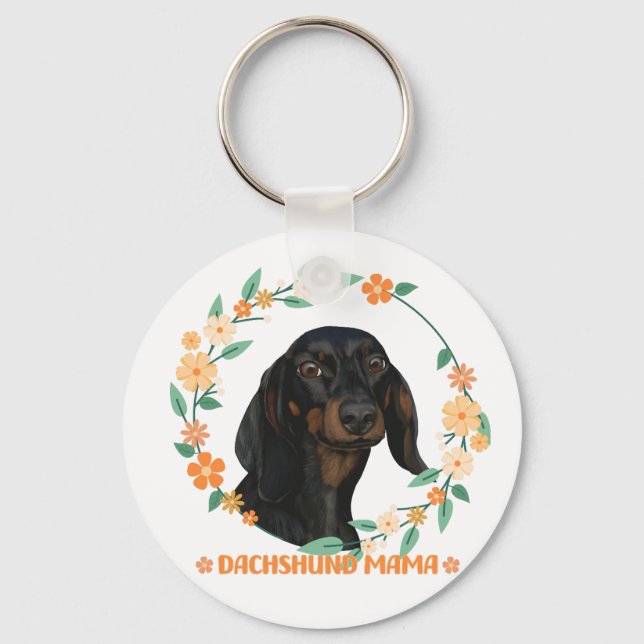 Cute Dachshund - Dachshund Mamma Nyckelring (Framsida)
