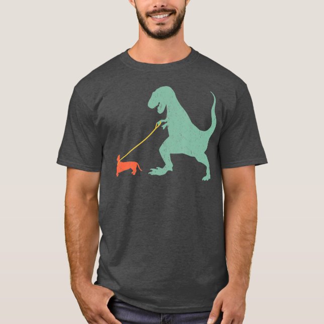 Cute Dachshund Dinosaur Funny Wiener Hund T Shirt (Framsida)