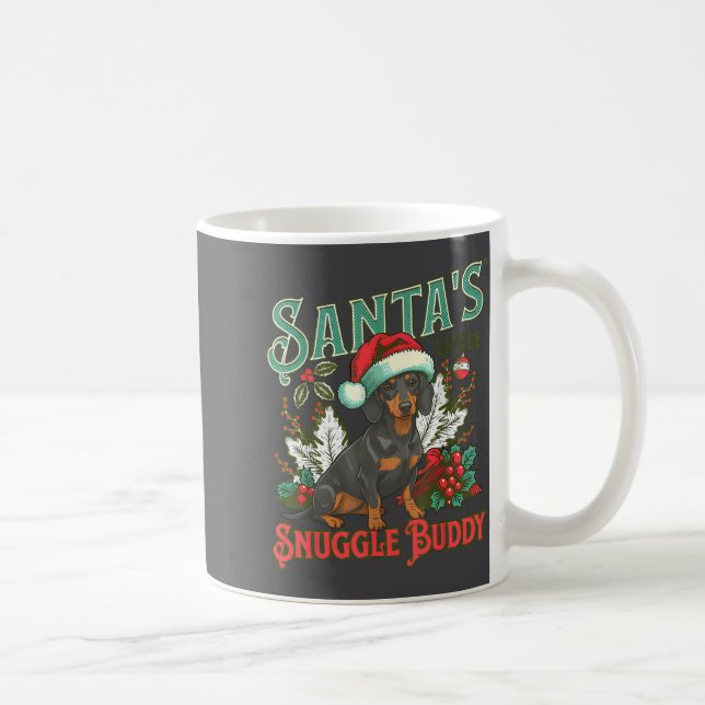 Cute Dachshund Dogs Christmas Lights Santa Holiday Kaffemugg (Höger)