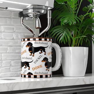 Cute Dachshund Doxie Black och Tan Mönster Kaffemugg