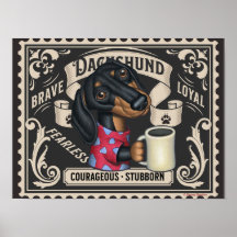 Cute Dachshund Doxie dricker kaffe