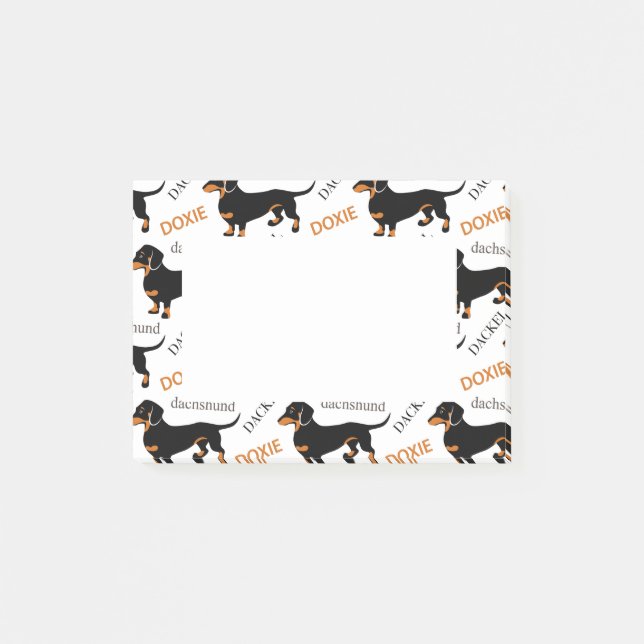 Cute Dachshund eller Doxie Mönster Post-it Block (Framsida)