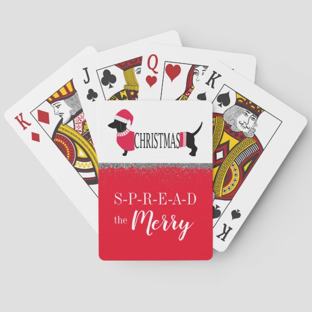 Cute Dachshund God jul Hund Roligt Graphic Casinokort (Baksidan)