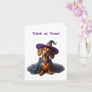 Cute Dachshund Halloween-hälsningskort Kort