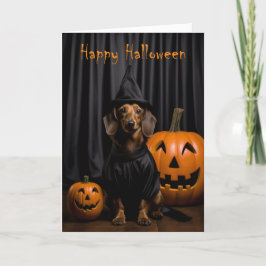 Cute Dachshund Halloween Kort