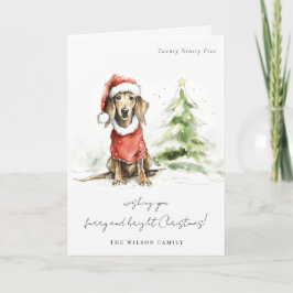 Cute Dachshund-Hårig och ljus jul Helgkort