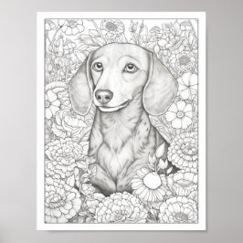 Cute Dachshund Hund Coloring Poster