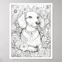 Cute Dachshund Hund Coloring Poster