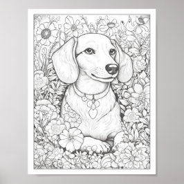 Cute Dachshund Hund Coloring Poster