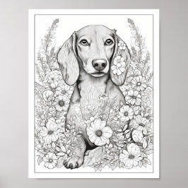Cute Dachshund Hund Coloring Poster