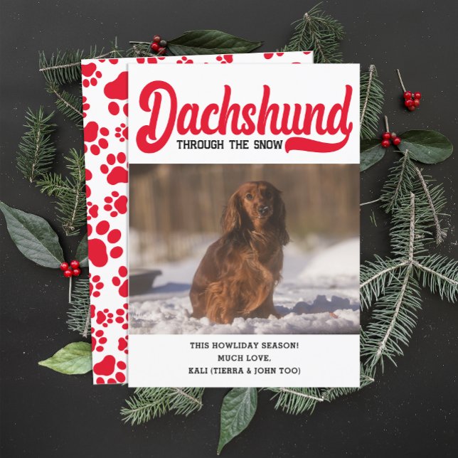Cute Dachshund Hund jul-Anpassningsbarna Bild Phot Julkort (Skapare uppladdad)