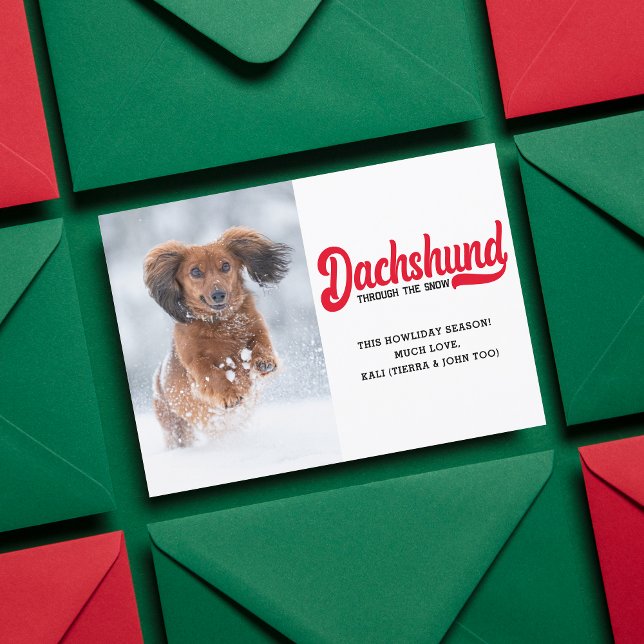 Cute Dachshund Hund jul-Anpassningsbarna Bild Phot Julkort (Skapare uppladdad)