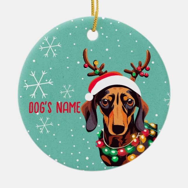 Cute Dachshund Hund Julens Personlig Ornament (Framsidan)