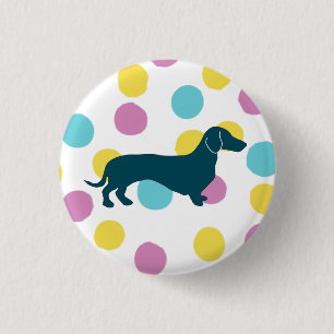 Cute Dachshund Hund Lila Rosa Blue Marble Knapp