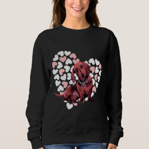 Cute Dachshund Hund på hjärtbakgrunden T Shirt