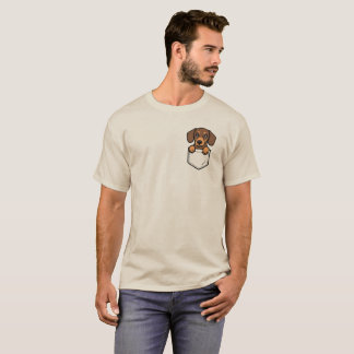 Cute Dachshund Hund Peeking out of Pocket T Shirt