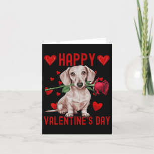 Cute Dachshund Hund Red Hearts Par Lycklig Valent Kort