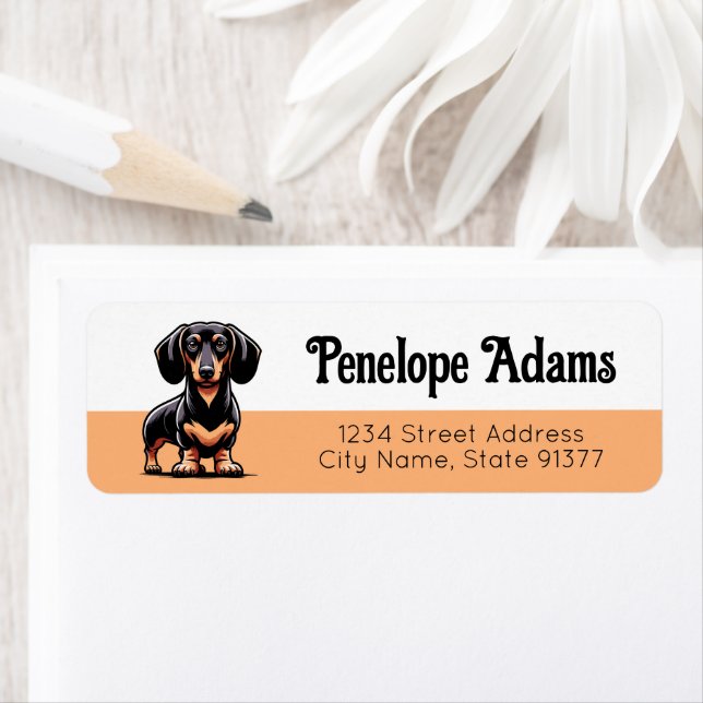 Cute Dachshund Hund Returadress Etikett (Insitu)