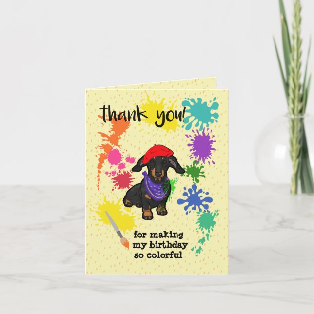 Cute Dachshund Hund Roligt Art Birthday Tack Kort (Framsida)