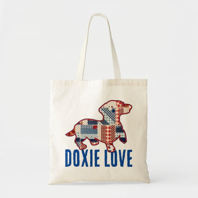 Cute Dachshund Hund Tote Bag Tygkasse (Framsidan)