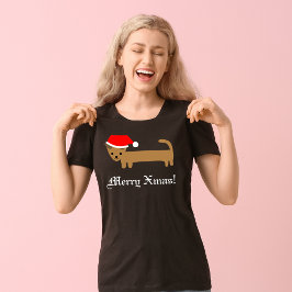 Cute Dachshund Hund Womens God jul T Shirt