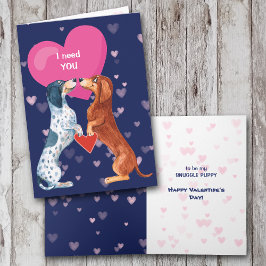 Cute Dachshund Hundar i Kärlek Valentine Helgkort
