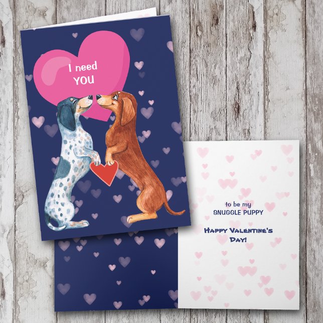 Cute Dachshund Hundar i Kärlek Valentine Helgkort (Skapare uppladdad)