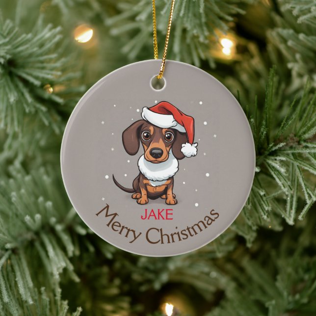 Cute Dachshund i jultomten Ornament (Träd)