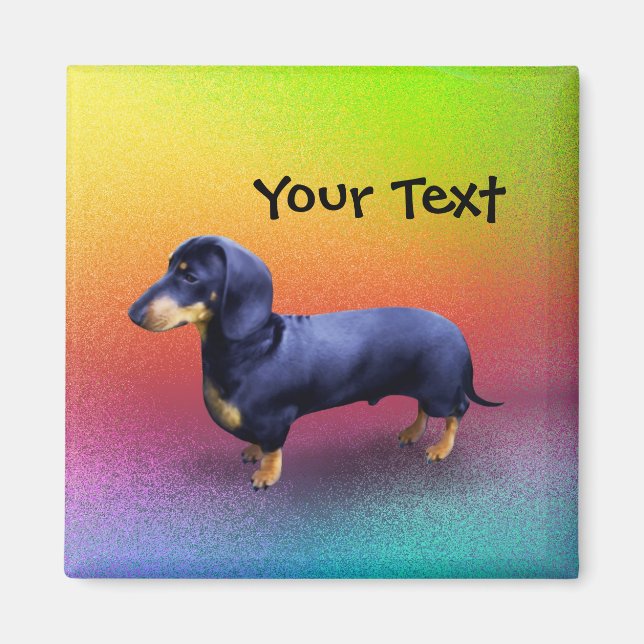 Cute Dachshund i Regnbågmagnet Magnet (Framsidan)