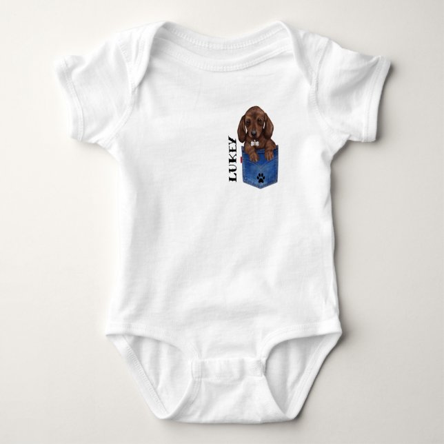 Cute Dachshund in my Pocket Personlig Bodykostym T Shirt (Framsida)
