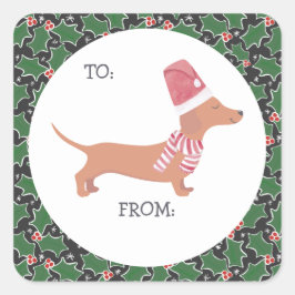 Cute Dachshund jul Fyrkantigt Klistermärke