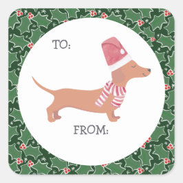 Cute Dachshund jul Fyrkantigt Klistermärke