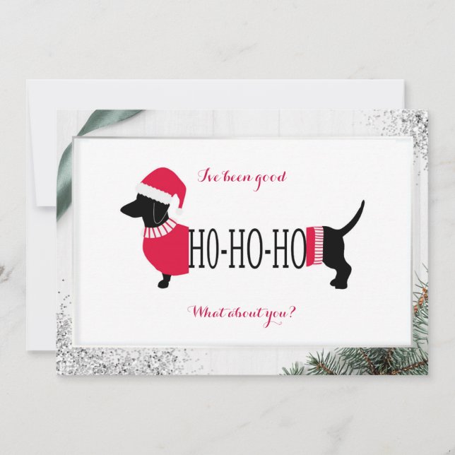 Cute Dachshund Jul-Hund jag har varit Bra Card (Framsida)