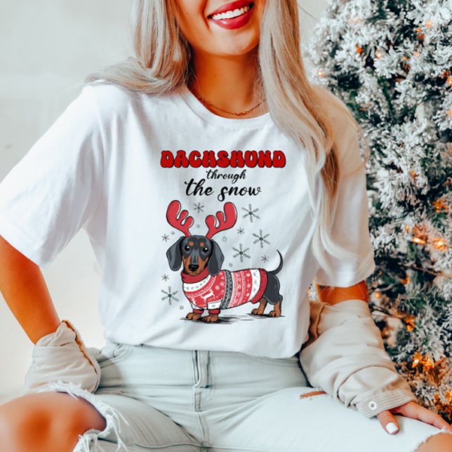Cute Dachshund Jul Kvinnor i Shirt T (Skapare uppladdad)