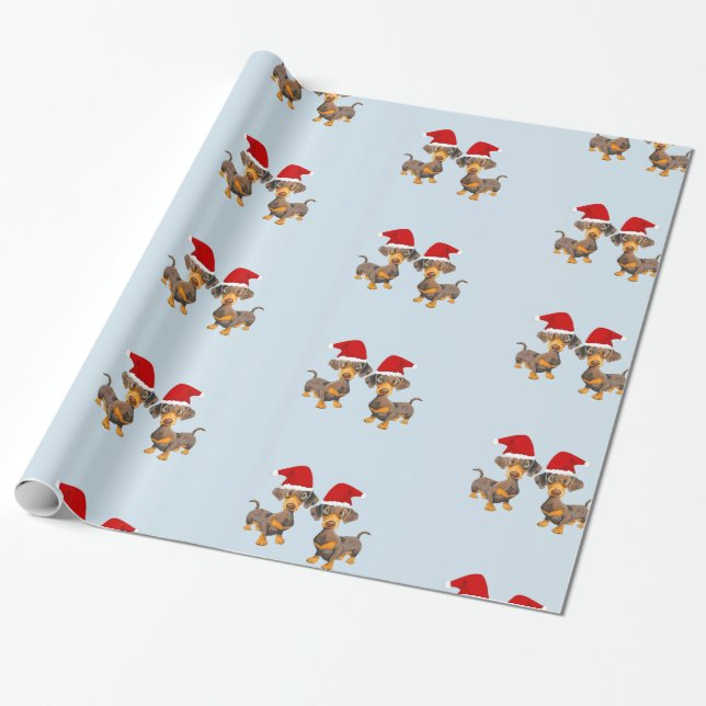 Cute Dachshund jul Presentpapper (Utrullad)