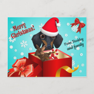 Cute Dachshund-julhälsningskort Meddelande Vykort