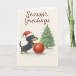 Cute Dachshund-julkort - korvkorv - Hund Helgkort