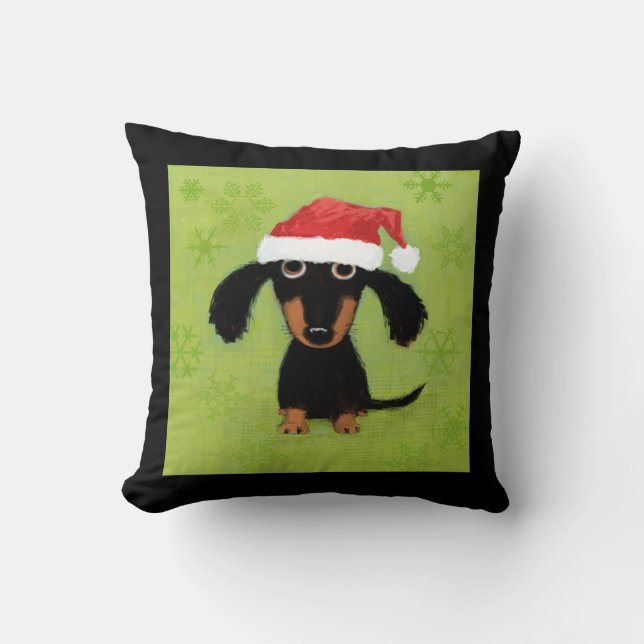 Cute Dachshund Jultomten - Rolig hund jul Kudde (Framsida)