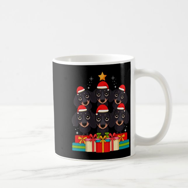Cute Dachshund Le Doxie Christmas Tree Xmas Hat Lo Kaffemugg (Höger)
